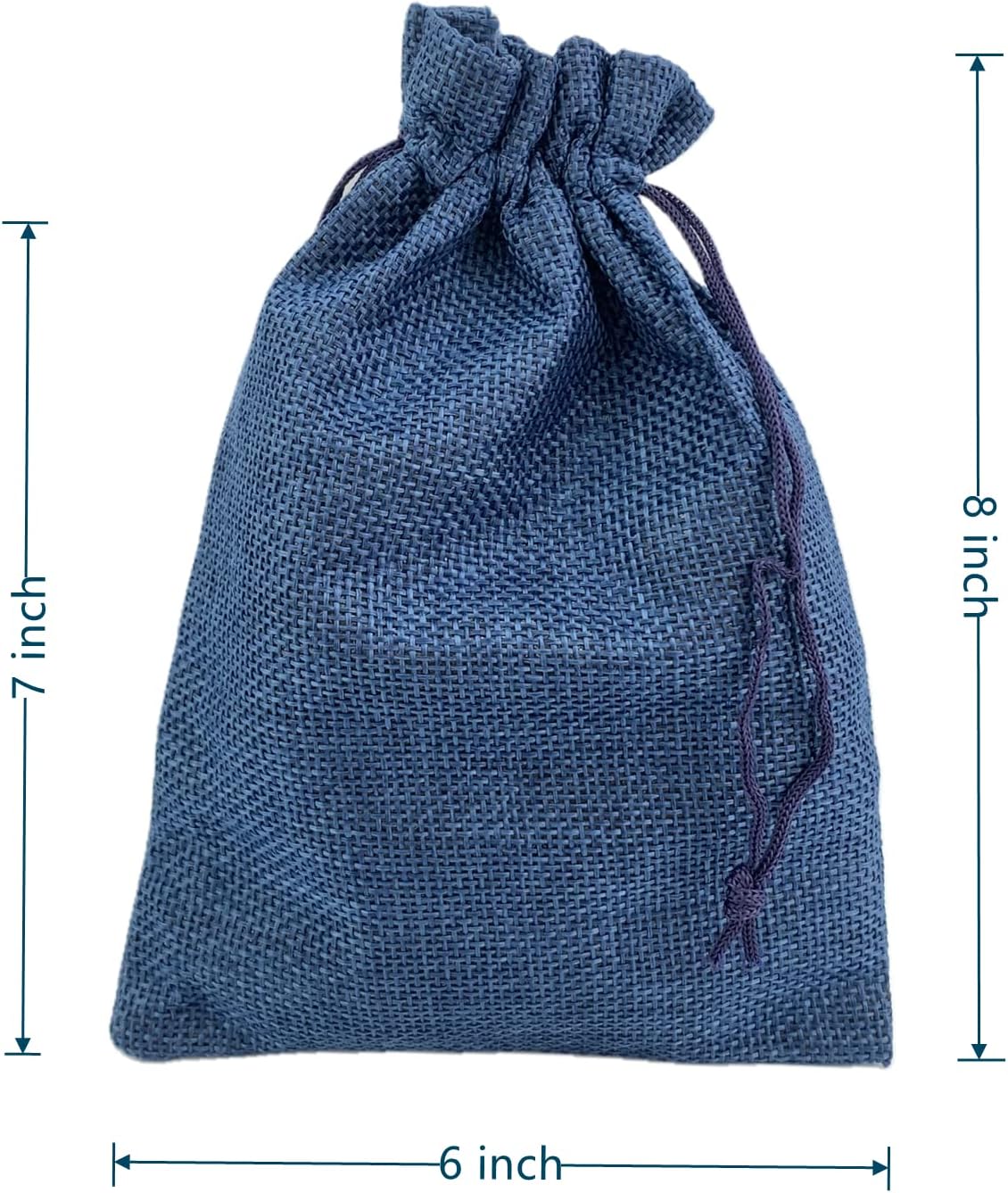 Palmhomee Pack of 25 Burlap Gift Bags with Drawstring Linen Jewelry Pouches Wedding Hessian Jute Bags for Birthday and Treat Pouches Party Wedding Favors Gift (6x8 Inch, Navy Blue)
