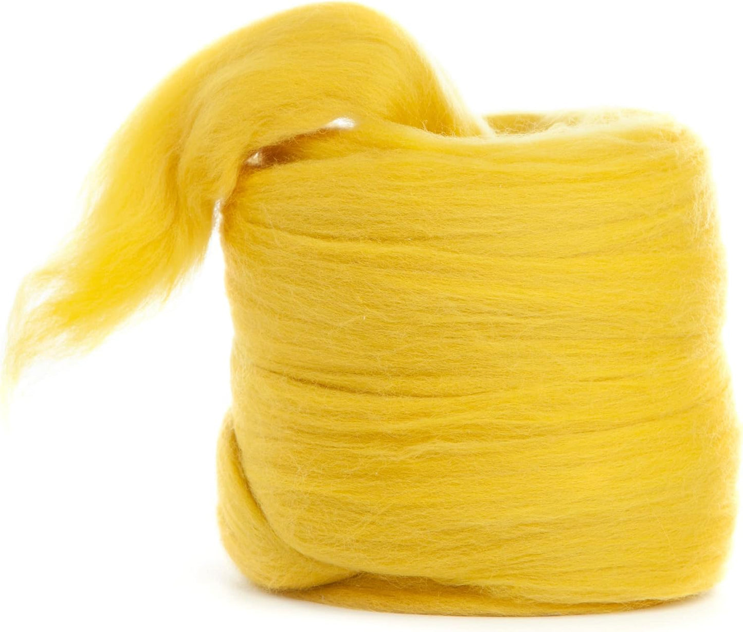 Desert Breeze Distributing – 100% Natural Merino Wool Roving, Wool for Spinning, Tapestry Yarn, Needle Felting, Wet Felting, Big Yarn Roving, 19 Micron, 70mm Staple Length, 8 OZ Size, Mustard Yellow
