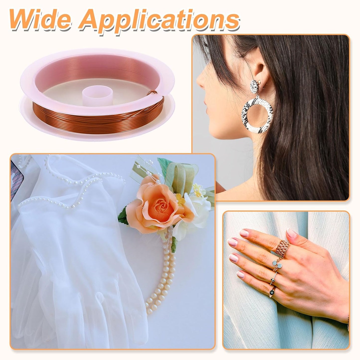 HARFINGTON 13ft Jewelry Wire, 22 Gauge (0.6mm) Brass Craft Soft Metal Tarnish Resistant Copper Beading Wire for Jewelry Making Supplies Crafting, Coffee