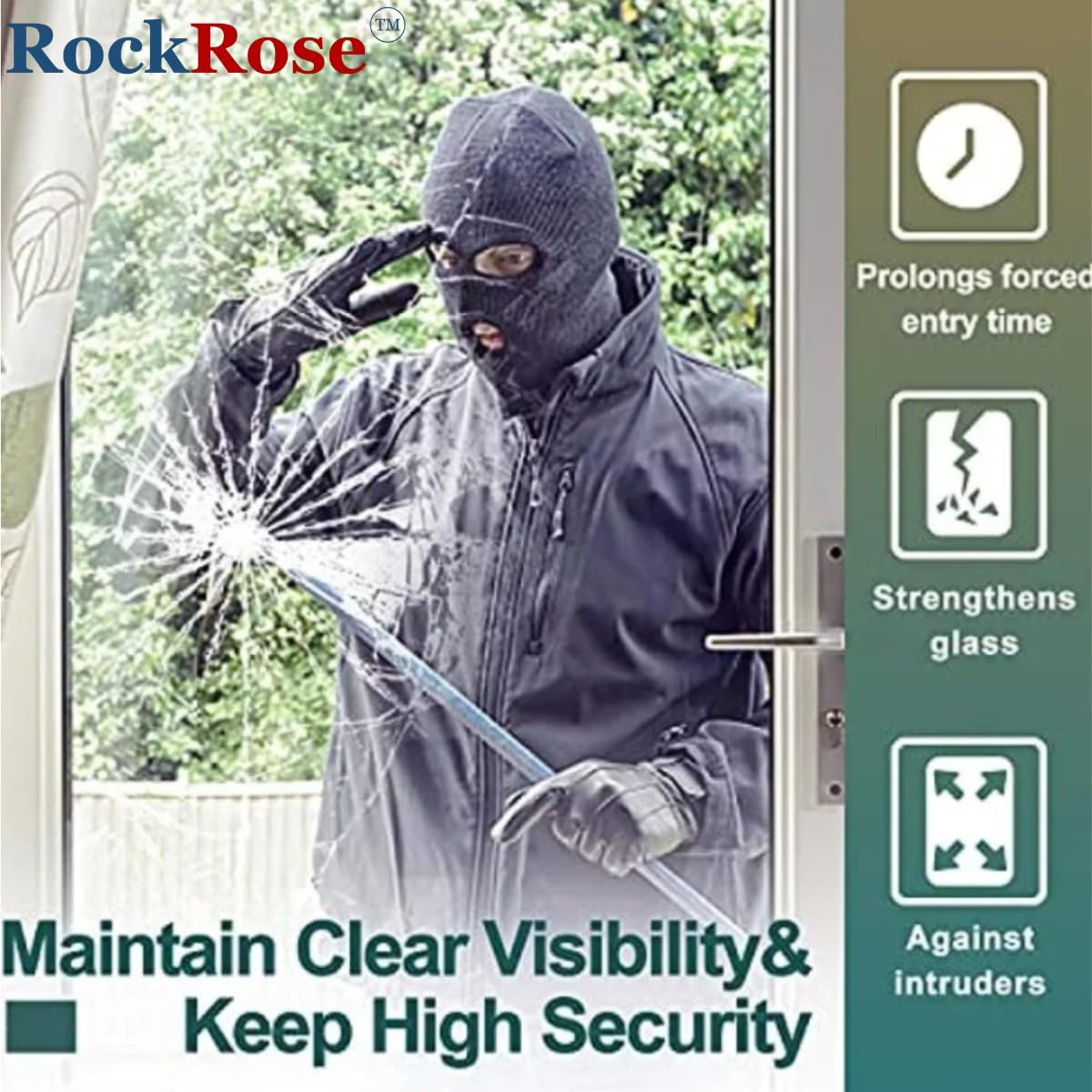 UV 99% Security and Safety 4 Mil Clear Window Film Shatterproof Anti Shatter Tempered Glass Film for Home and Office Windows (Clear, 36 in x 15 FT)