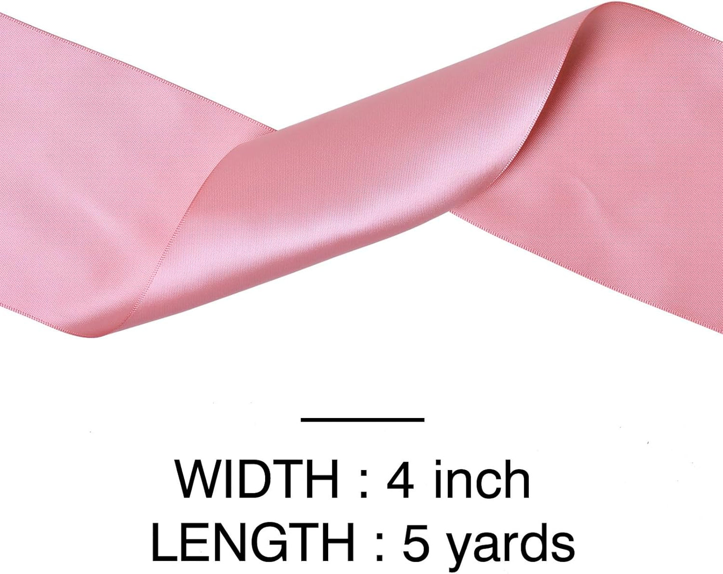 YAMA Rose Gold Double Faced Satin Ribbon, 4 Inch 5 Yards, Dusty Pink Ribbon Great for Crafts Bows Flower Bouquet Wedding Home Decor Gift Wrapping