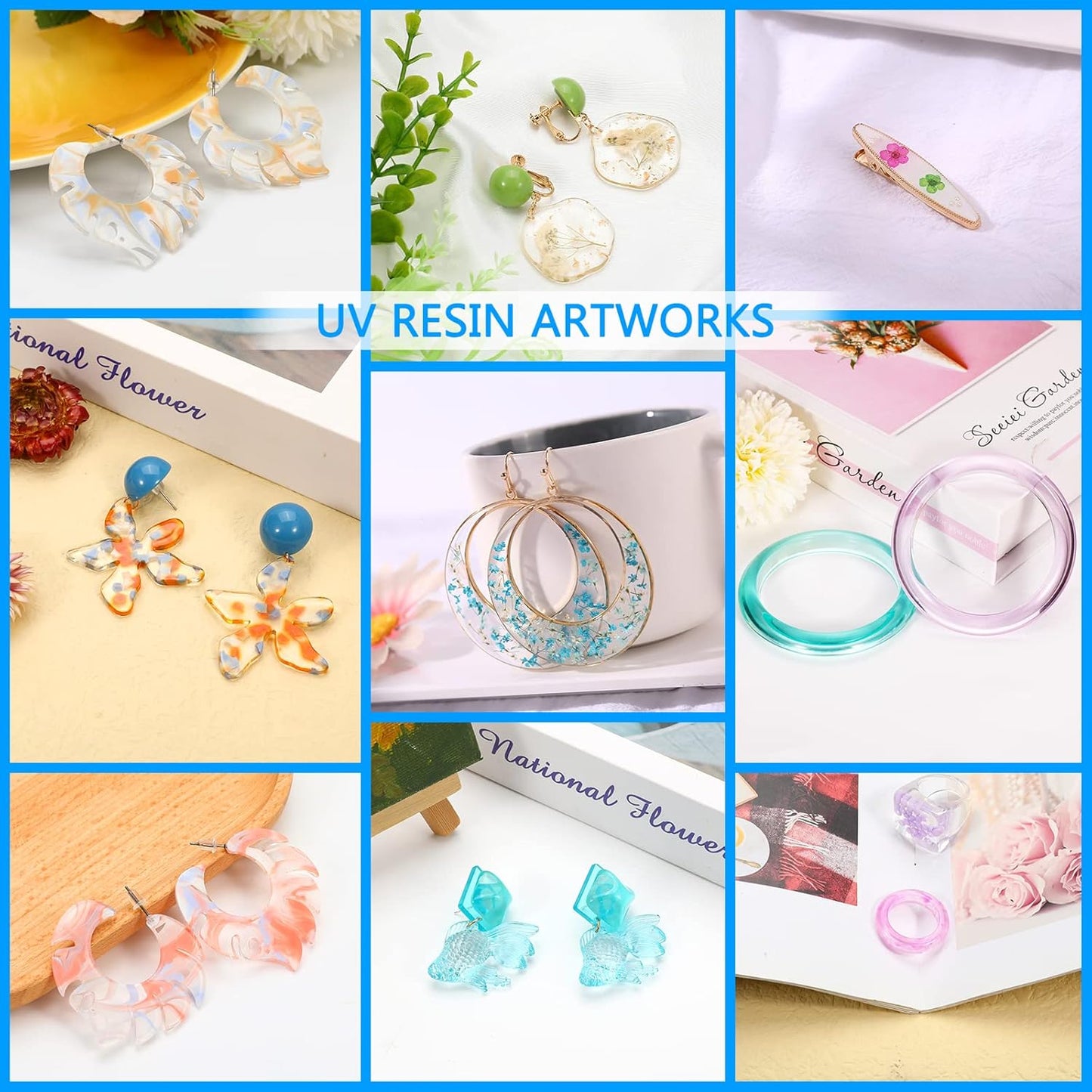 KISREL UV Resin 300g - Upgraded UV Resin Kit, Hard Type Crystal Clear Ultraviolet Curing UV Epoxy Resin for Craft Jewelry Making