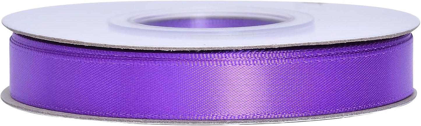 YAMA Purple Double Faced Satin Ribbon 1/2 Inch 25 Yards Purple Ribbons for Gift Wrapping Crafts Hair Bows Wedding Party Decoration