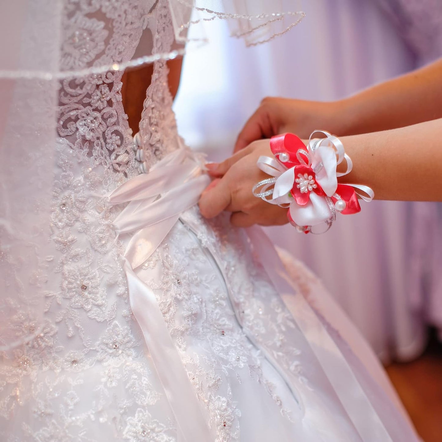 LIUYAXI White Stain Ribbon, 1/2" X Continuous 50 Yards, Double Faced Fabric Ribbon Perfect for Gift Wrapping Wedding Christmas Birthday Floral Arrangement Craft