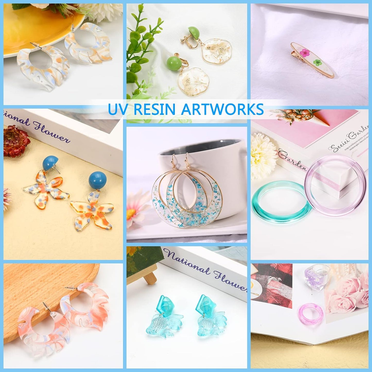 KISREL 400g UV Resin with Light, UV Headlamp 22 Beads 36W (Non-Battery), Larger Size Light and Upgraded Hard Type Crystal Clear UV Resin Kit for Craft & Jewelry Making