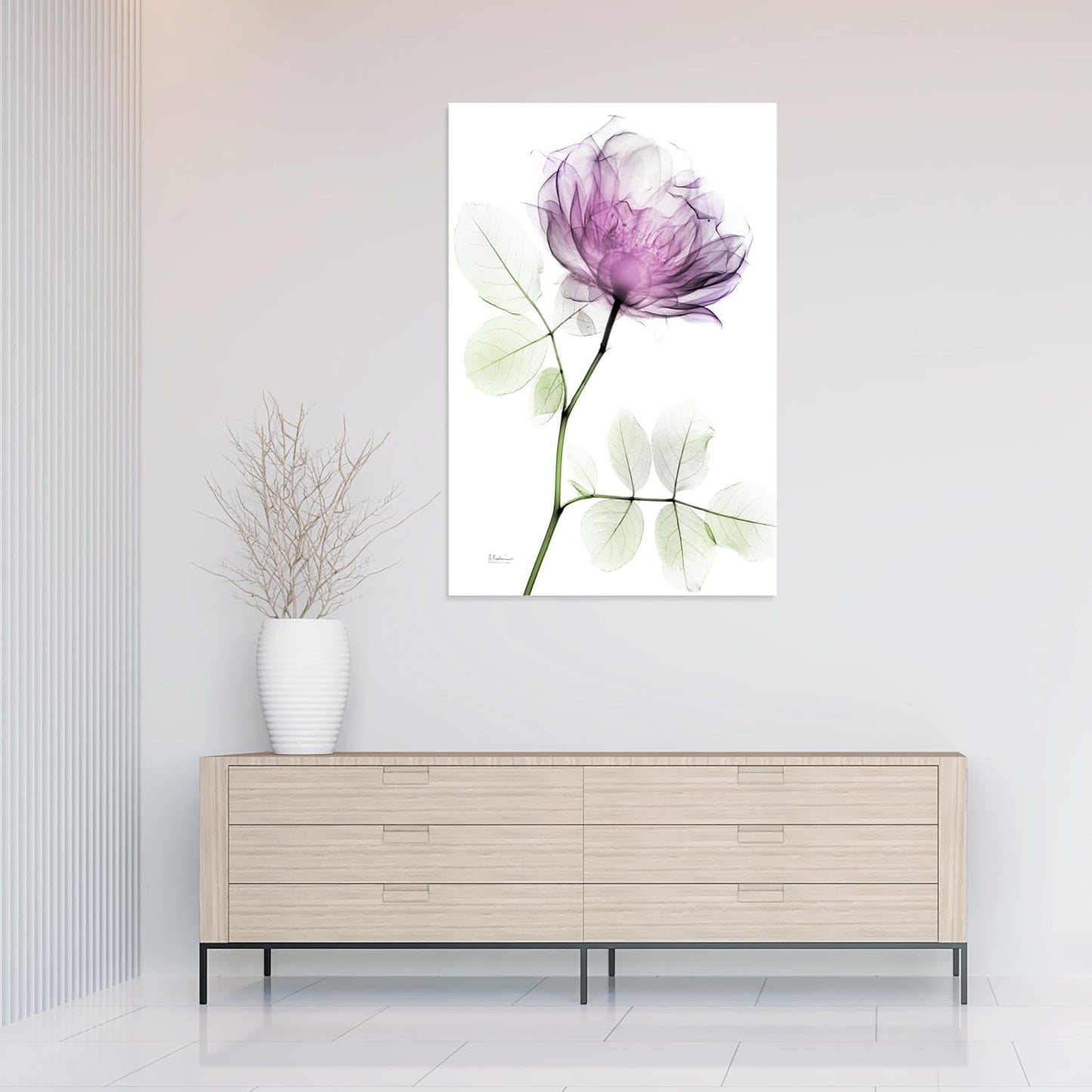 Empire Art Direct FramelessTempered Glass Wall Art, Decorative Art for Wall, X-ray Pink Rose Print, Living Room, Bedroom, Home Office, Ready to Hang, 48" x 32"