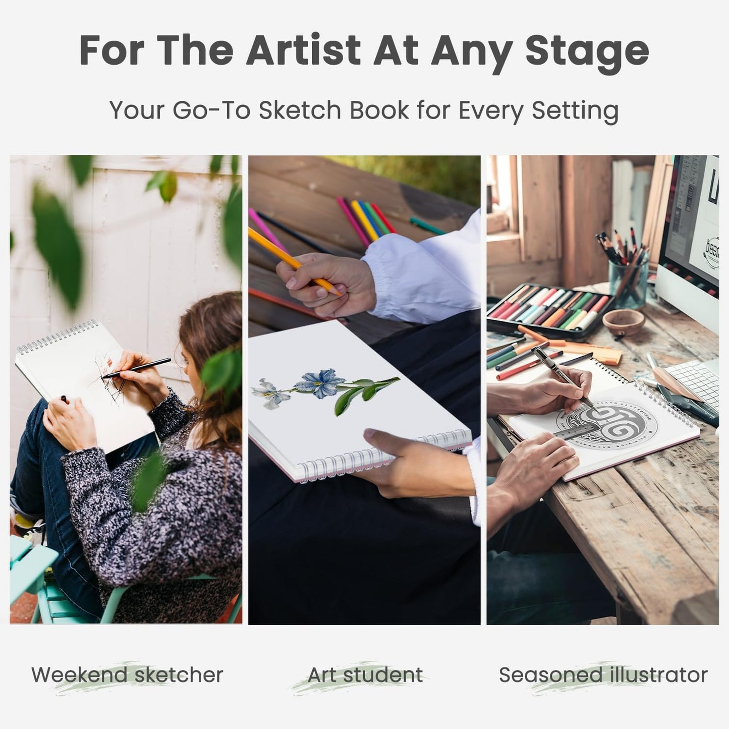 Sketch Pad 9x12 Inch, 1 Pack-100 Sheets Spiral Drawing Paper for Kids,68lb/100gsm Drawing Sketchbook for Kids Ages 8-12, Drawing Book for Adults, Teens, Painting, Drawing & Art Supplies.