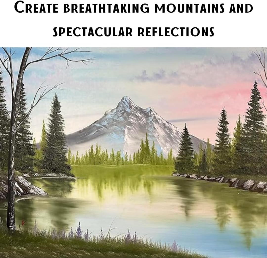 10 Piece Landscape Brush Set, for Wet on Wet Painting: 2 Inch, 1 Inch, 1 Inch Oval, 4 & 6 Fan, Filbert, 2 Palette Knives, Liner, Mop Blender - Adam Lashley