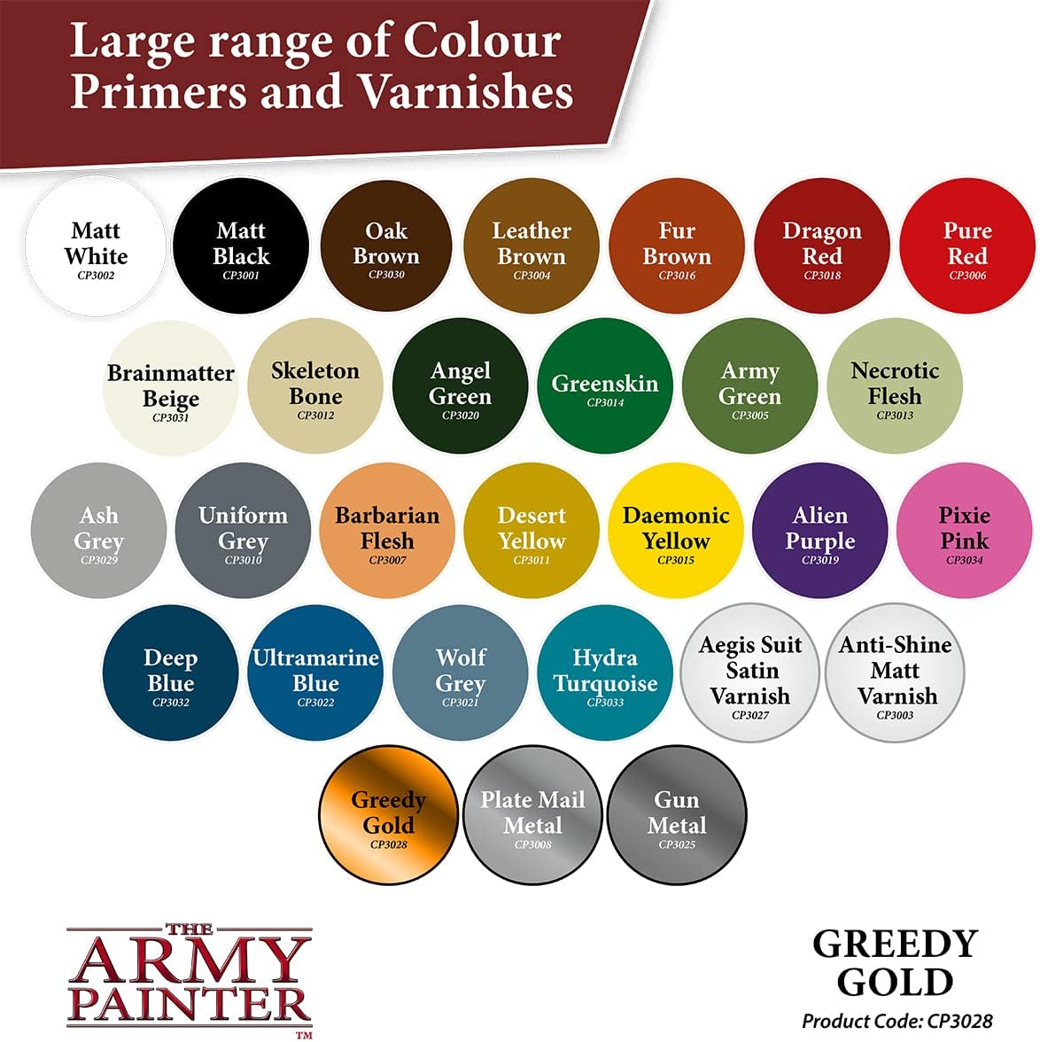 The Army Painter Colour Primer Greedy Gold, 400 mL Acrylic Spray Primer, Spray Paint for Miniature Priming Basecoat, Tabletop Roleplaying, Boardgames, and Wargames Miniature Modelling
