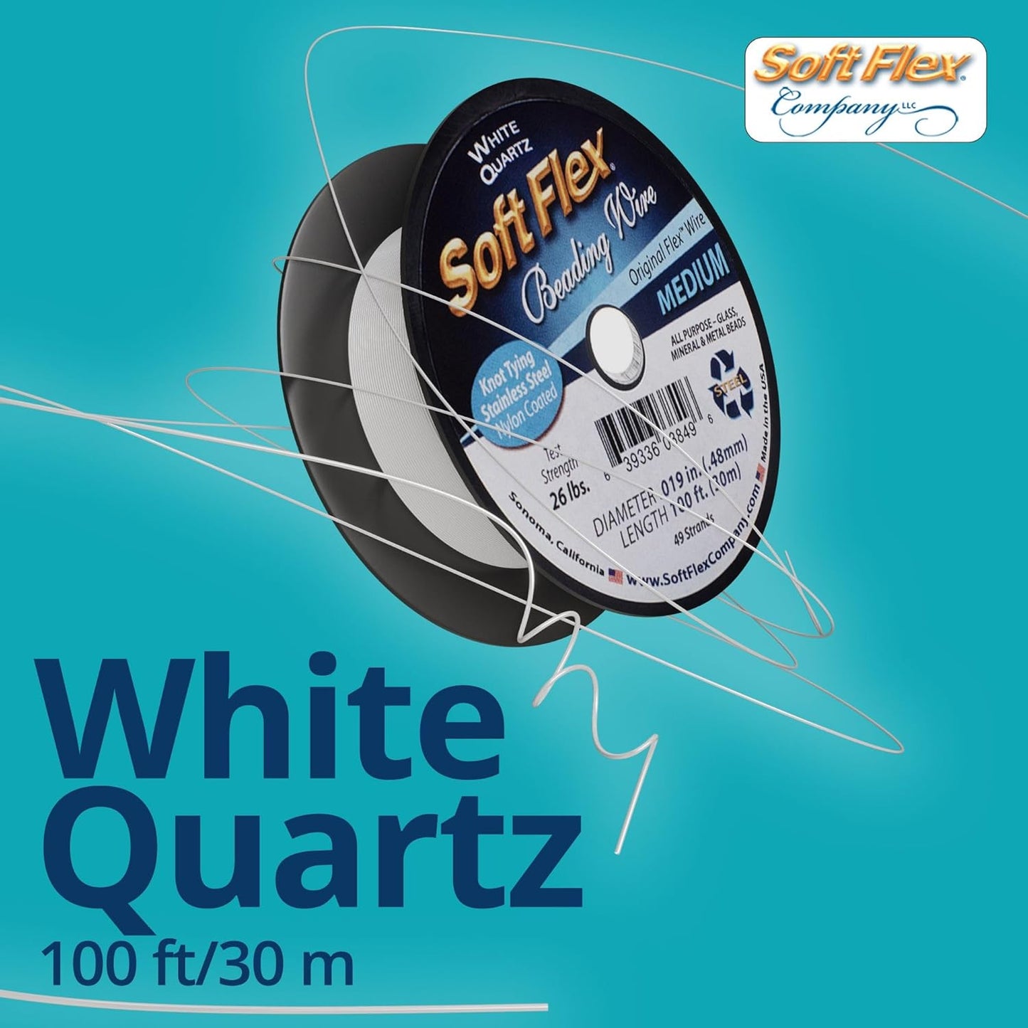 Soft Flex 49 Strand Beading Wire - Medium 0.19 Diameter - 100 Feet Nylon Design Wire