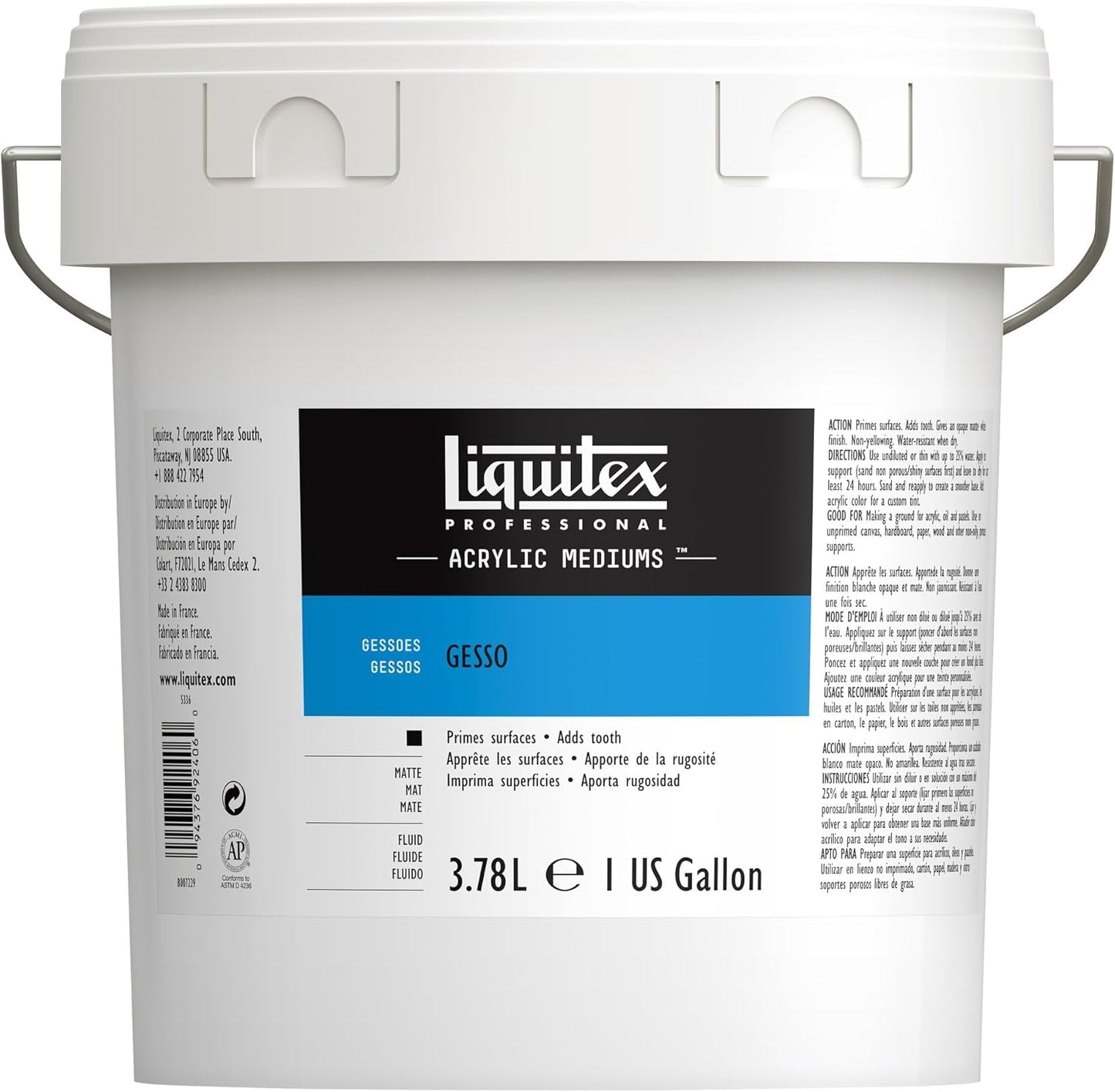 Liquitex Professional Gesso Surface Prep Medium, 3.78L (128-oz), White