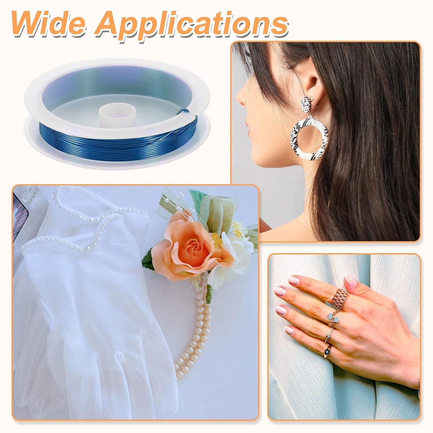 HARFINGTON 13ft Jewelry Wire, 22 Gauge (0.6mm) Brass Craft Soft Metal Tarnish Resistant Copper Beading Wire for Jewelry Making Supplies Crafting, Blue