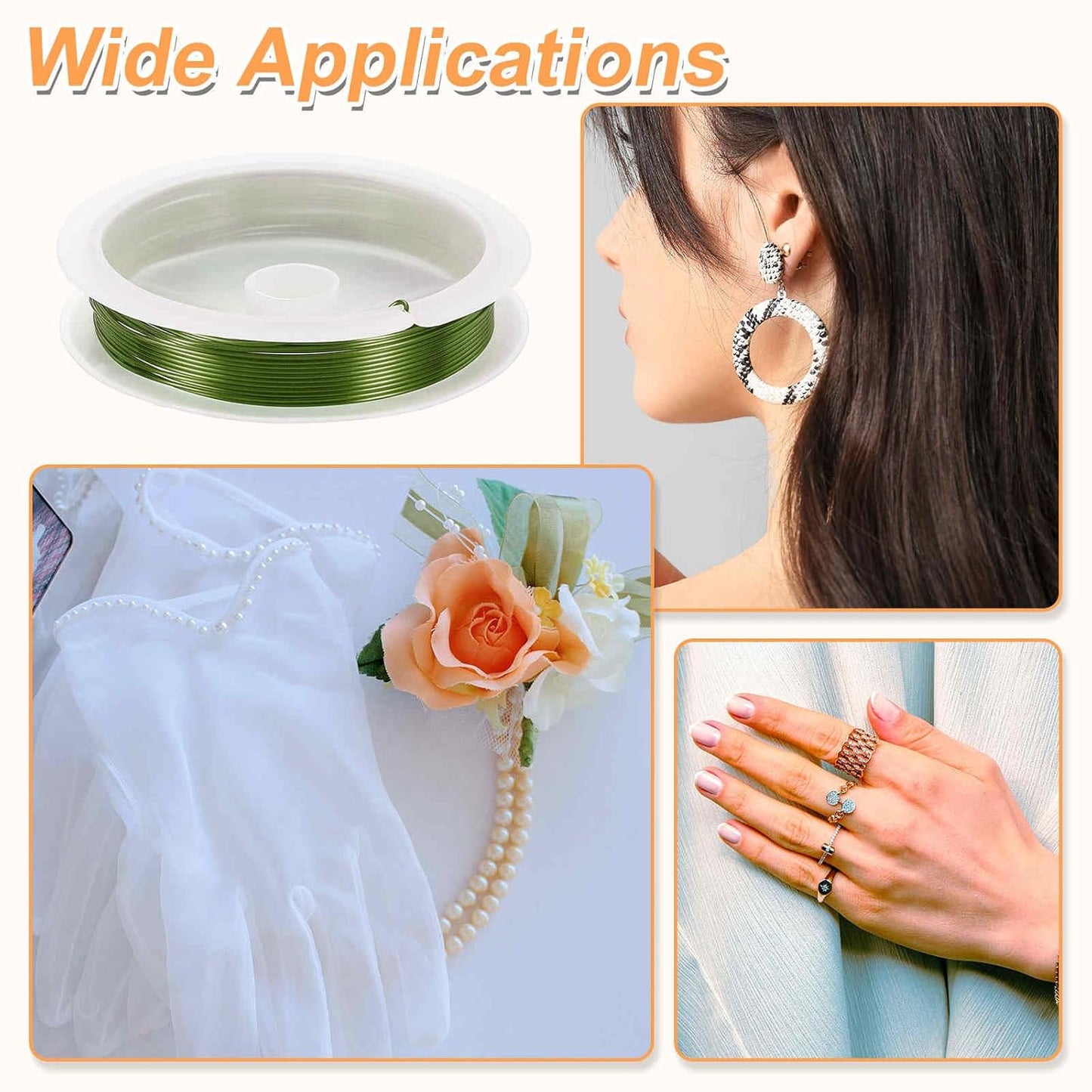 HARFINGTON 10ft Jewelry Wire, 22 Gauge (0.7mm) Brass Craft Soft Metal Tarnish Resistant Copper Beading Wire for Jewelry Making Supplies Crafting, Green