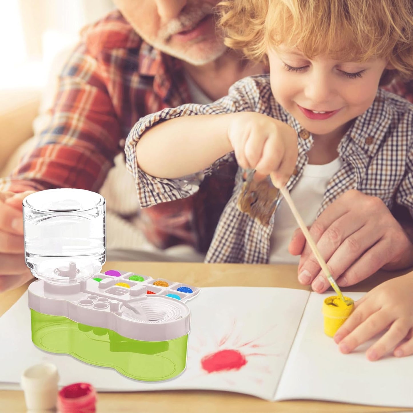 2025 Upgraded Paint Brush Cleaner Tool – All-in-One Paint Brush Washer, Rinse Cup, Holder, and Palette for Artists Beginners | Ideal Art Supplies for Watercolor & Acrylic Painting(Green)