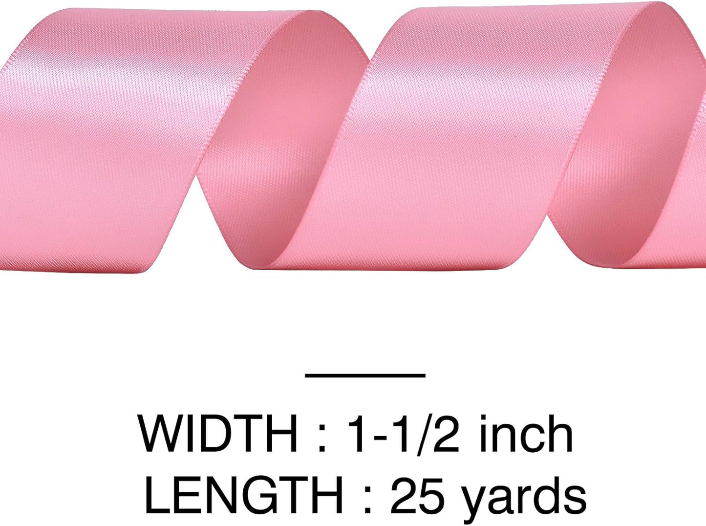 YAMA Rose Gold Double Faced Satin Ribbon, 1 1/2 Inch 25 Yards, Dusty Pink Ribbon Great for Crafts Bows Flower Bouquet Wedding Home Decor Gift Wrapping