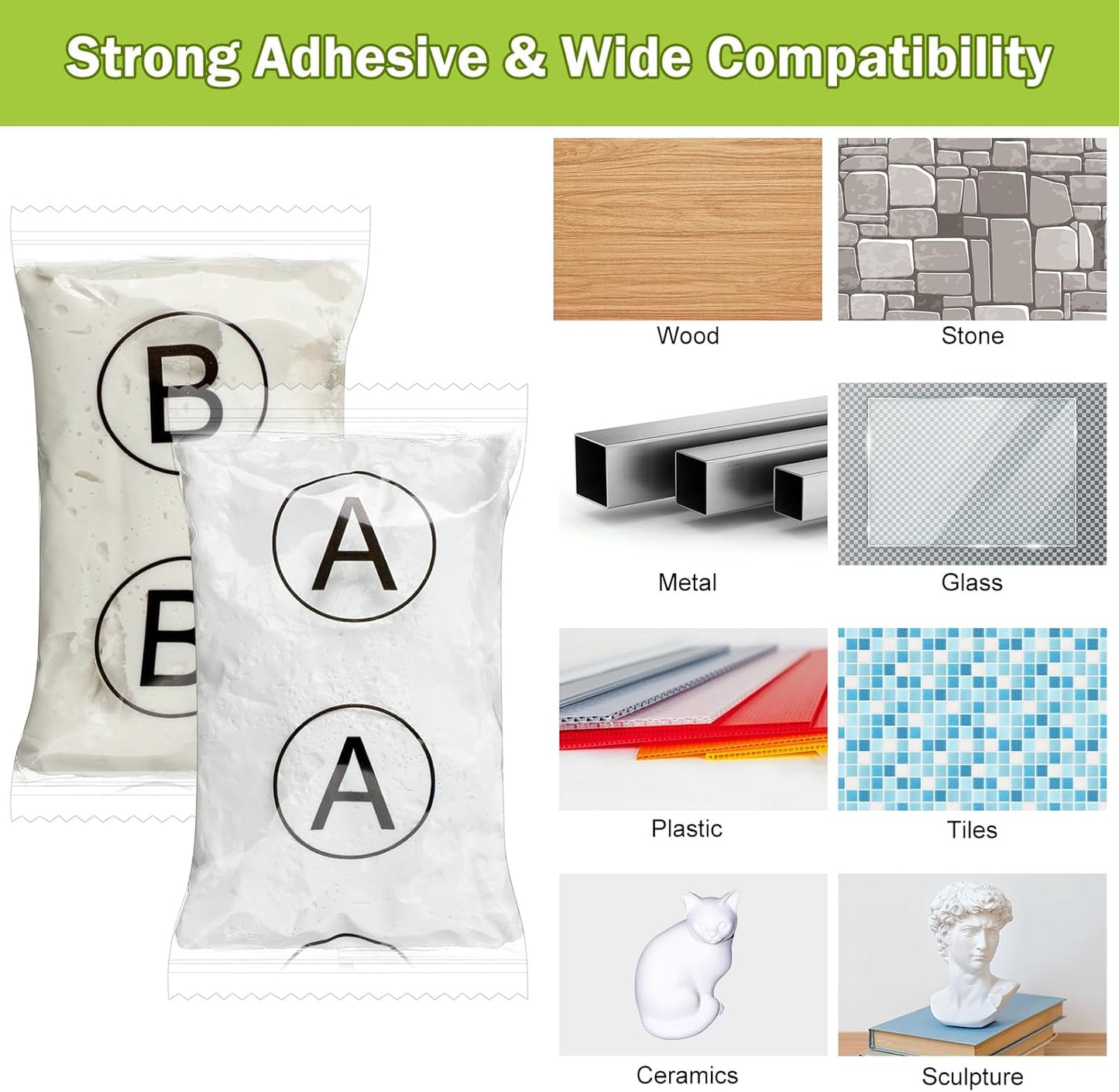 Maitys 2. 2 Pound White Epoxy Putty Sculpt Clay 2 Part Modeling Compound A & B Self-Hardening Epoxy Clay for Sculpting Modeling Building Repairing Sculpting Filling Metal Wood Tile Ceramics Plastic