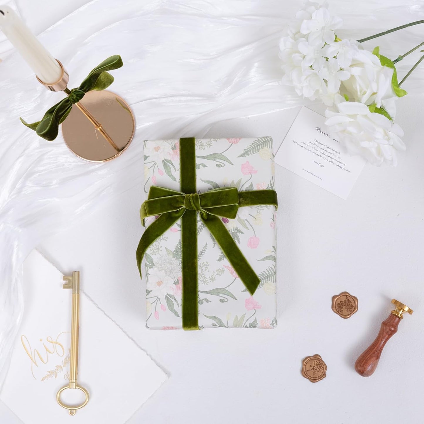 Vintage Moss Green Velvet Ribbon Christmas Ribbon for Gift Wrapping Crafts Christmas Tree Ornaments Garland Decorations, 5/8 Inch X 25Yd