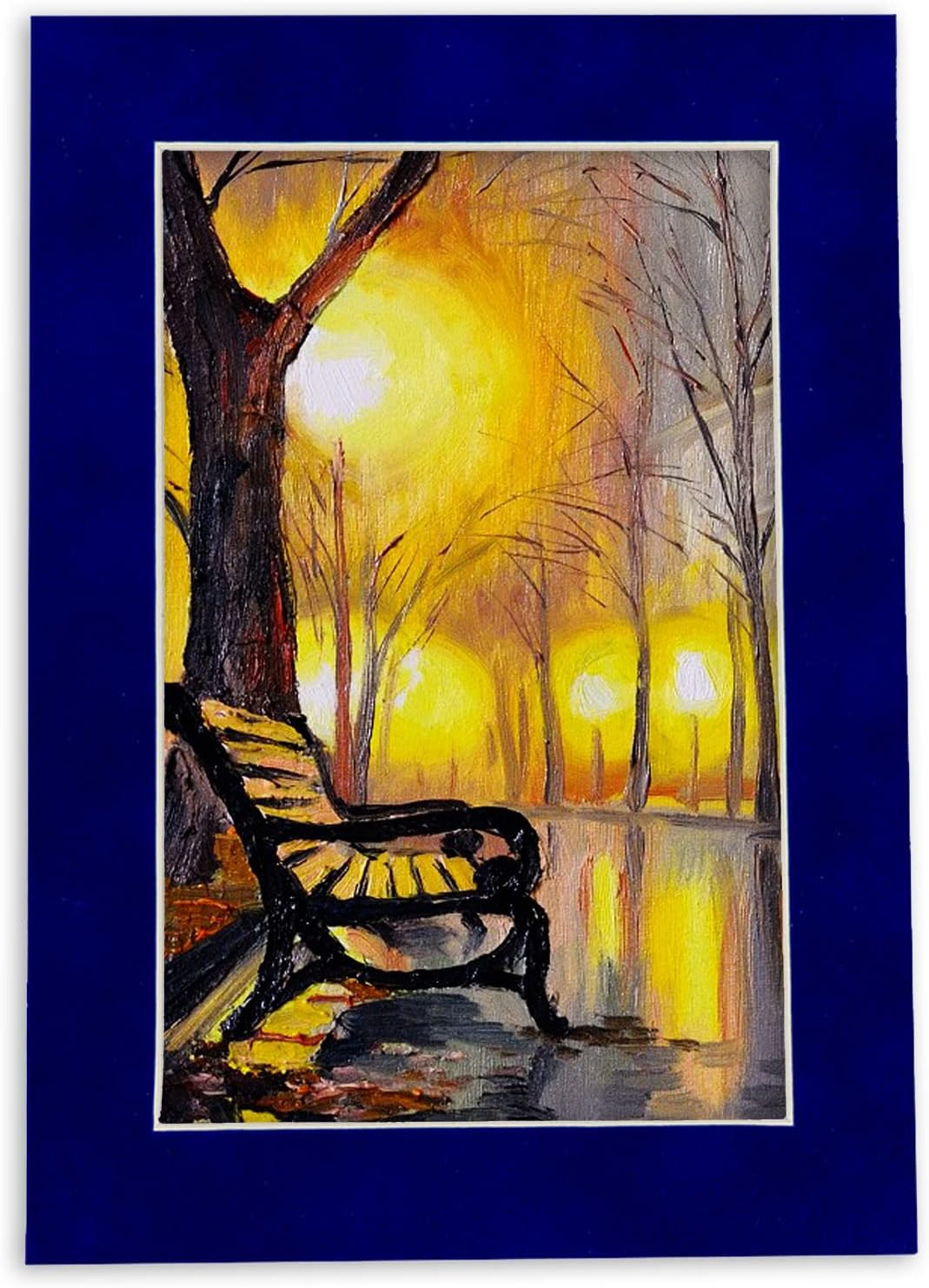 11x14 Mat Bevel Cut for 8.5x11 Photos - Acid Free Royal Blue Suede Precut Matboard With Backing Board and Crystal Clear, Self Seal Mat Bag - For Pictures, Framing - 4-ply Thickness