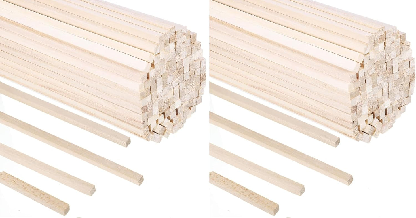140Pcs 1/4" x 12" Balsa Wood Sticks, Square Dowel Rods Unfinished Balsa Wood Strips Hardwood Sticks for Crafts DIY Projects Models Making (Pack of 2)