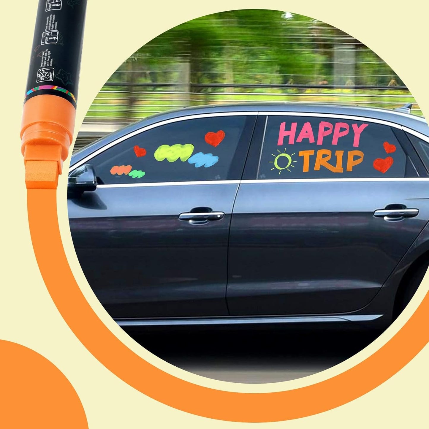 GOTIDEAL Window Markers, Jumbo Chalk Markers for Blackboard Erasable,Washable Car markers for Auto,Chalkboard,Glass,Mirrow,Calendar,Thick Tip12 Colors Car Paint Pens With Metallic Colors(15mm)