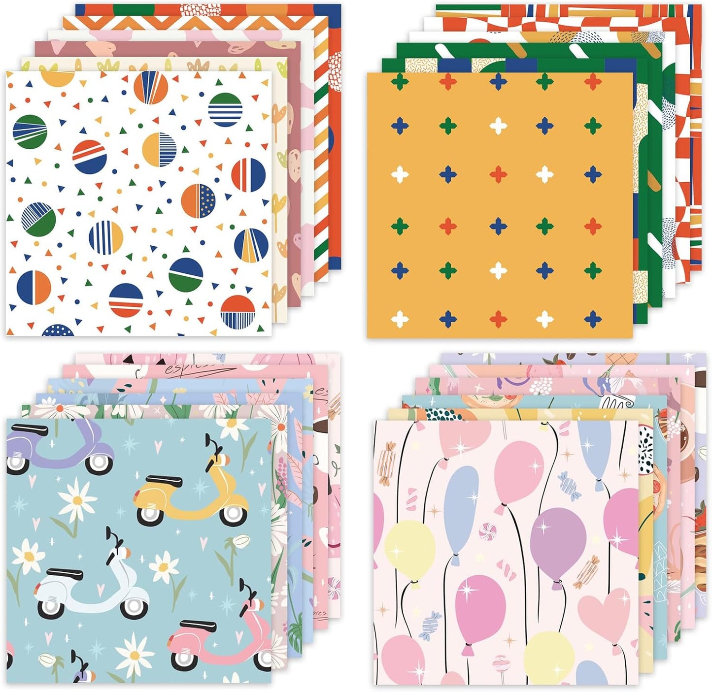 48 Sheets 24 Designs Scrapbook Paper Pad, 6"×6" Single-Sided Decopodge Craft Cardstock Paper,Scrapbooking DIY Decorative Background Cardmaking Supplies.Sweet Love&Cartoon