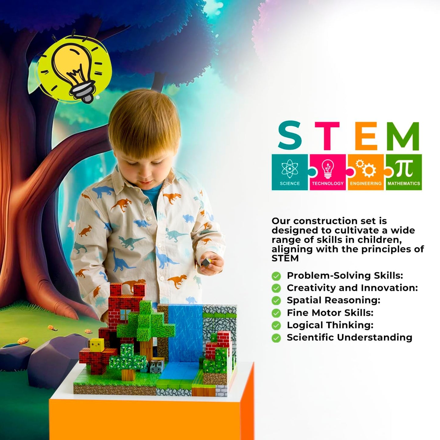 Magnetic Blocks Cubes 128PCS - STEM Cube Building Blocks & Magnet Cubes, Fidget, Montessori for Kids Ages 3-5 & 5-7 & 8-12, Magnetic Kit Cubes, Construction Magnet Toys Blocks Birthday Gifts