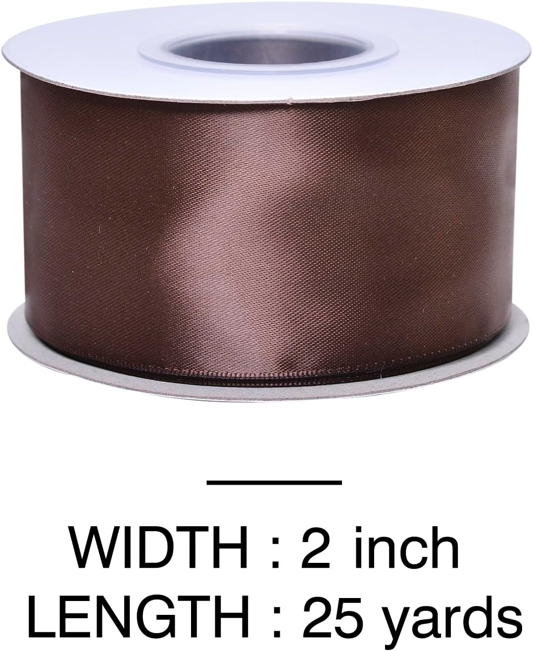 YAMA Brown Double Faced Satin Ribbon, 2 Inch 25 Yards, Great for Crafts Bows Flower Bouquet Wedding Home Decor Gift Wrapping
