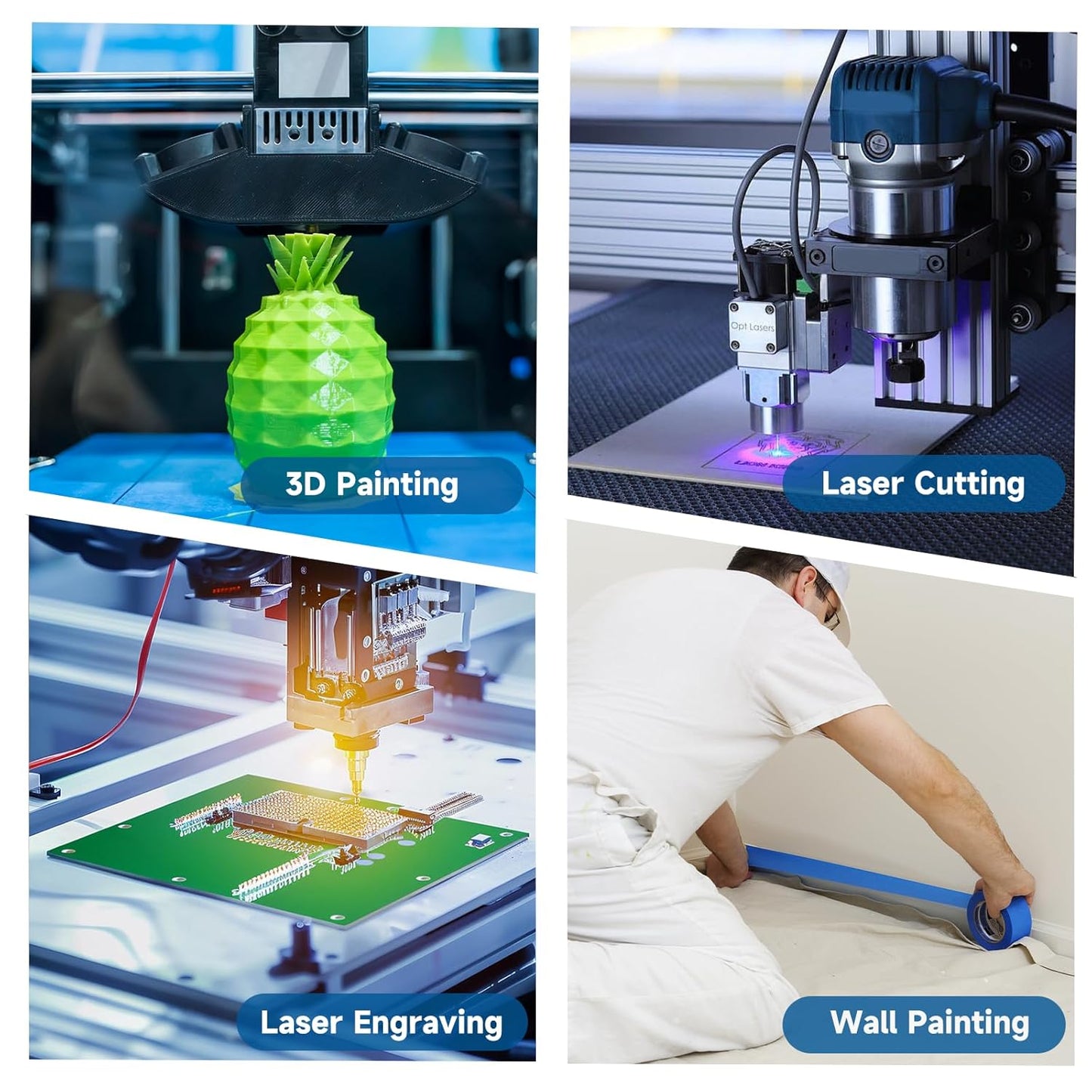 Wide Blue Painters Tape, 6 Inch x 55 Yards, Wide Masking Tape for 3D Printing, Laser Cutting, Painting, Crafting, Labeling, Packing, Office, School, Home Use, Removes Cleanly for 21 Days