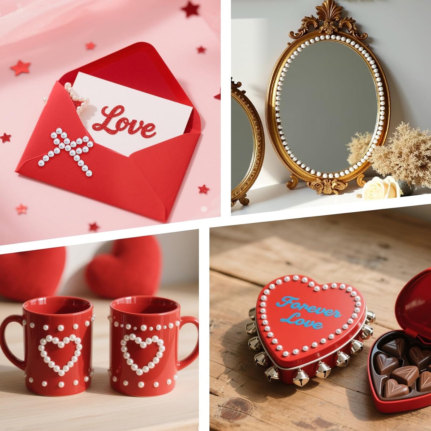 Pearl Stickers Self Adhesive Hair Pearls Gem White Jewel Sticker for Making Hair Decor Face,Body, Nail, Phone Art Craft Scrapbooking Embellishments Assorted Size 3mm/4mm/5mm/6mm (2640)