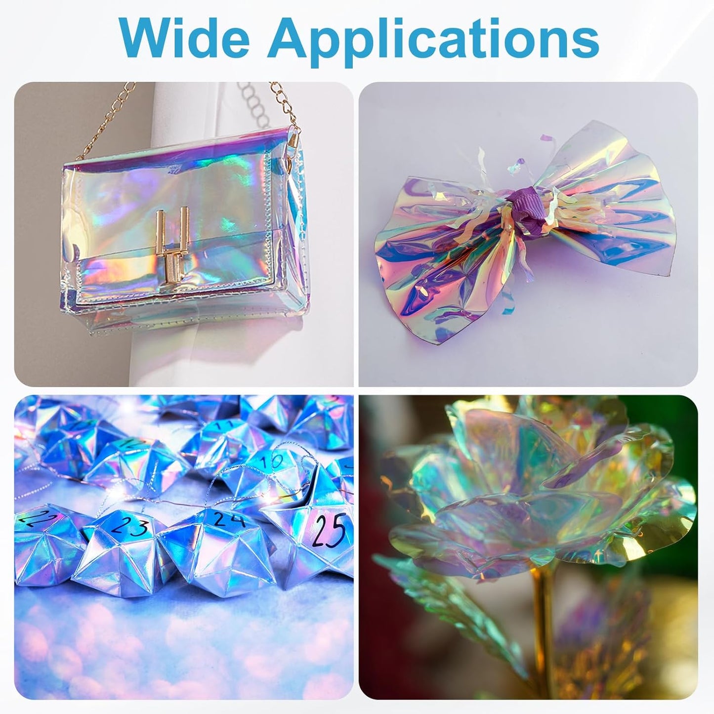 MECCANIXITY Iridescent Window Film,12" x 39" Iridescent Holographic PVC Fabric Dichroic Film Clear Vinyl Paper Roll for DIY Craft Gift Wrapping Bag Decoration,Red