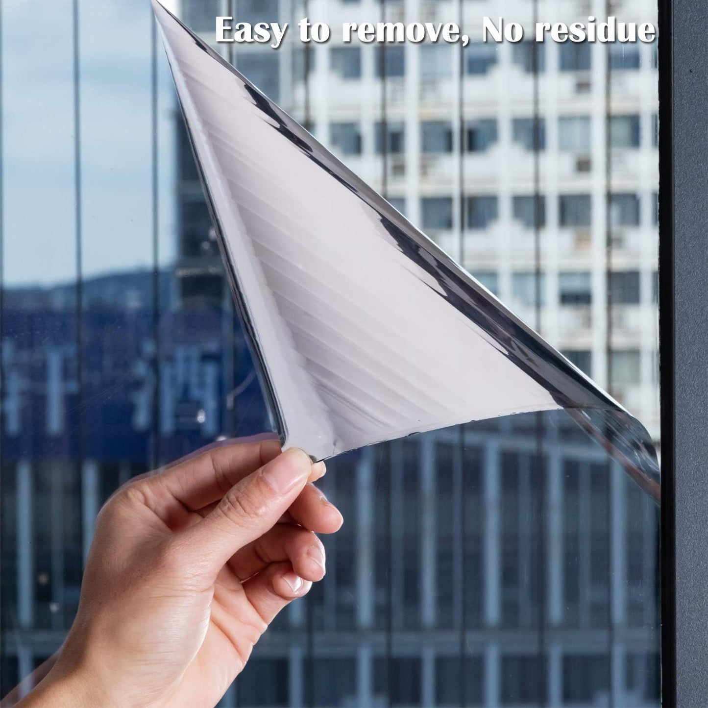 Niviy One Way Window Film Daytime Privacy Mirror Effect Reflective Window Tint for Home Self Adhesive UV Sun Blocking Heat Control Glass Door Films 35.4 x 78.7 inches Silver
