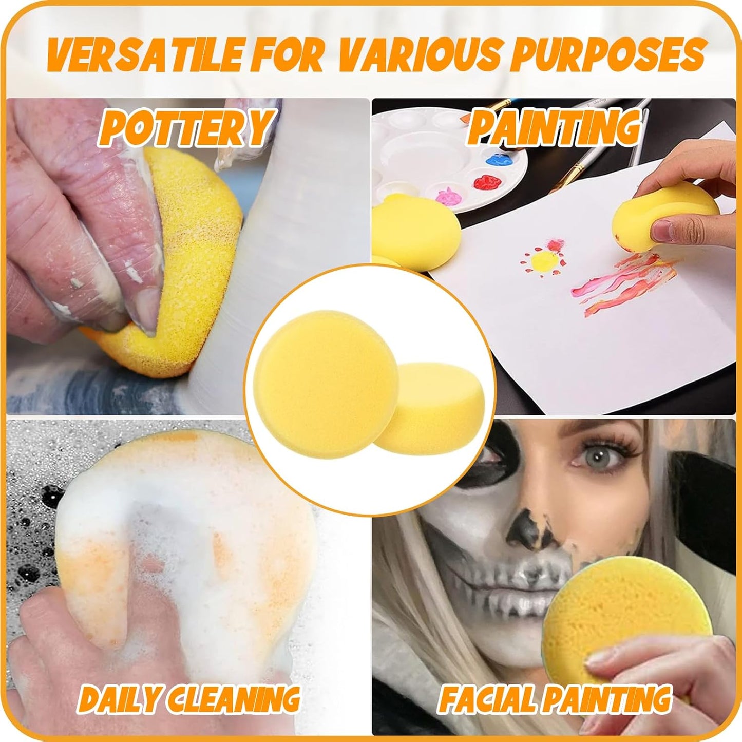 25Pcs Pottery Sponges 3inch, Painting Sponges, Pottery Sponges for Clay, Clay Sponge, Round Sponge, Clay sponges for Pottery, Paint sponges for Acrylic Painting, Artist Sponges