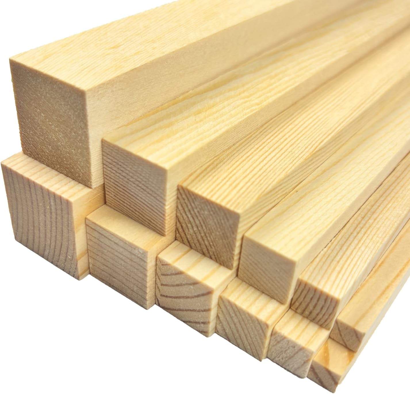 Square Wood Dowels Wooden Dowel Rods for Crafting 3/4" x 12", 10 PCS Square Wood Sticks for Crafts, Unfinished Pine Hardwood Sticks for Woodworking Models Making Dollhouses Miniatures