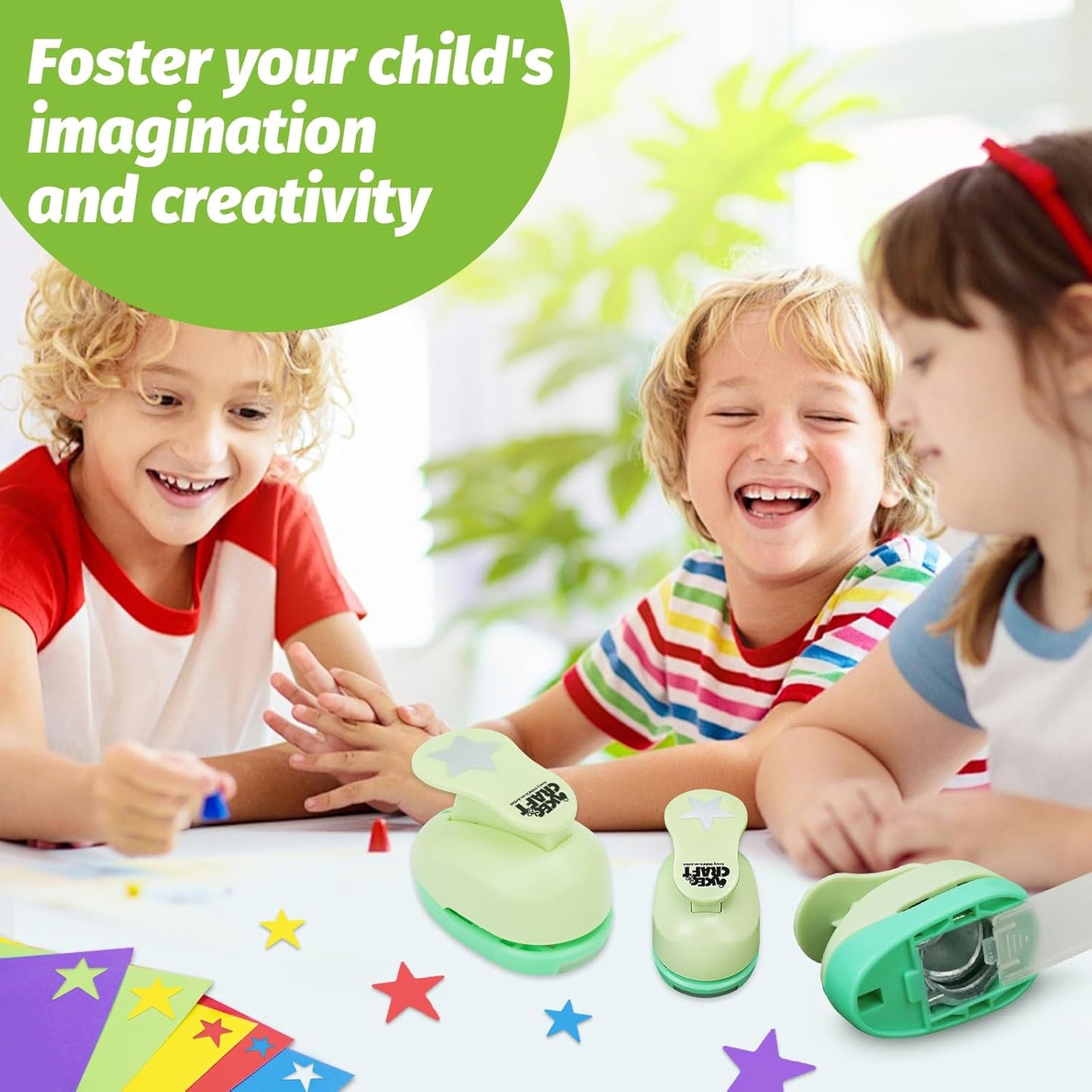 UCEC Star Hole Paper Punch, Star Lever Puncher for Crafts, 1 Inch Craft Punch, 5/8 inch Hole Punch Shape, 3/8 inch Paper Punch for Crafting