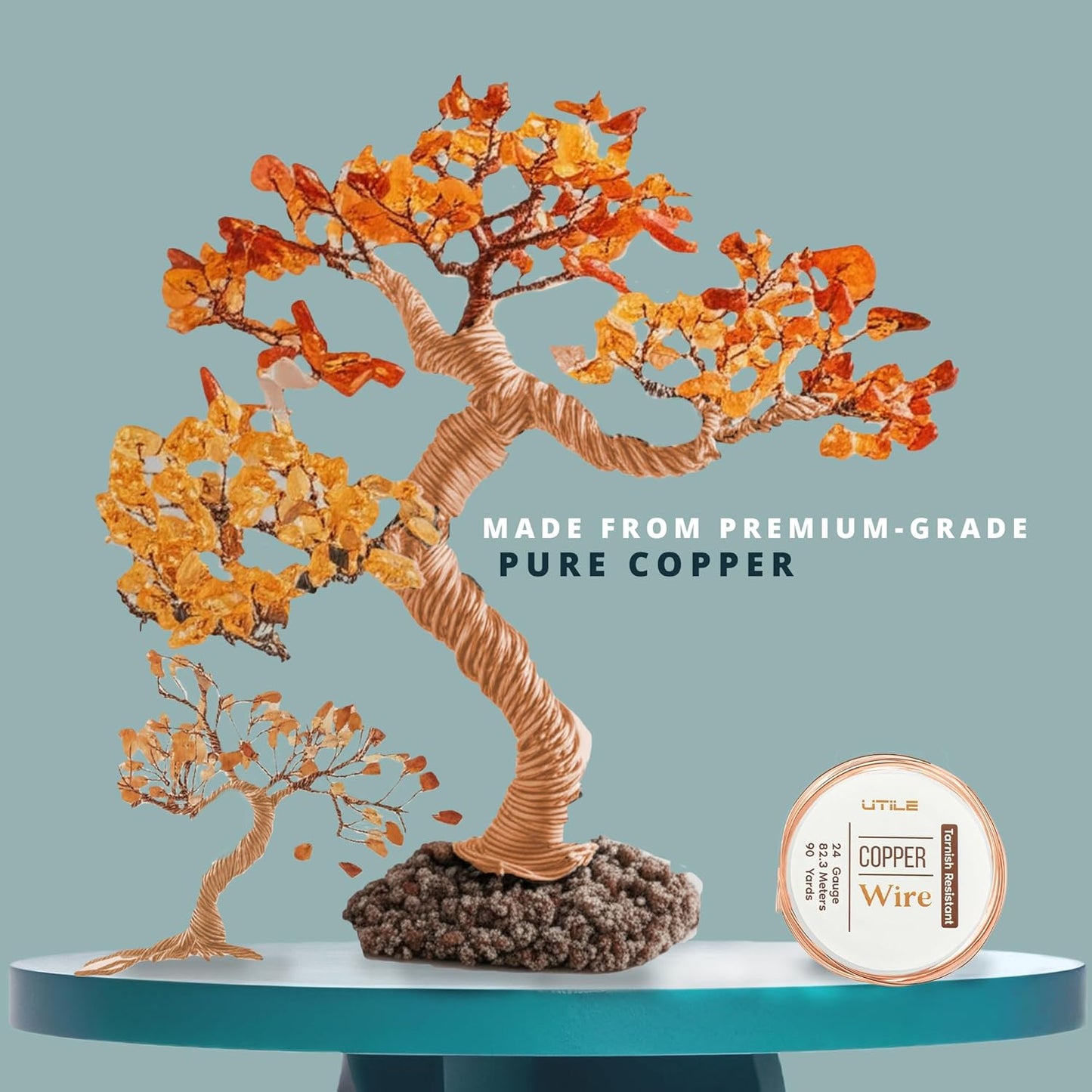 UTILE 18 20 22 24 Gauge 90 ft 99.9% Pure Soft Copper Wire for Electroculture Gardening, Jewelry Making, Crafting Wire Bendable, Plant Wire, (Copper 24)