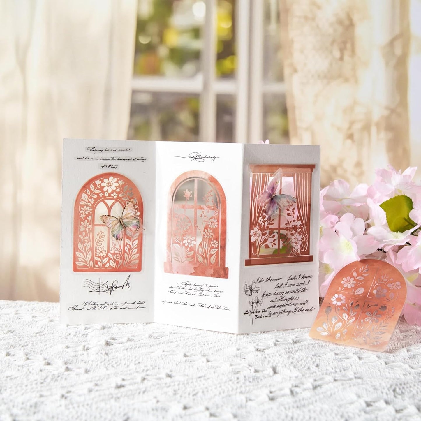 120Pcs Silhouette Window PET Sticker Set, Transparent Nature Stickers for Scrapbooking, Journaling, Planner, DIY Crafts