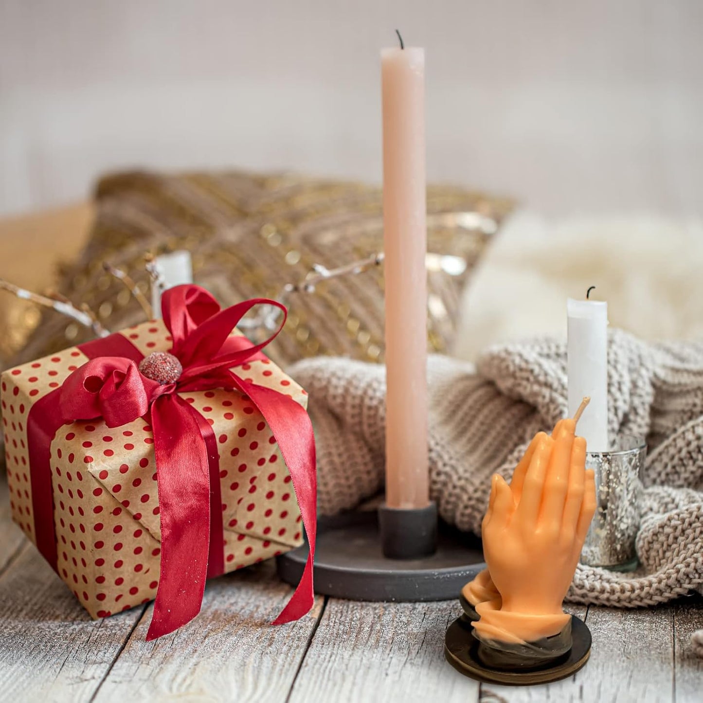 3D Hands Folded for Prayer Candle Silicone Mold Scented DIY Reisn Mold Gypsum Mould for Praying Blessing Candle Making Resin Soap Gifts Wax Aromatherapy Craft Supplies Home Halloween Decor