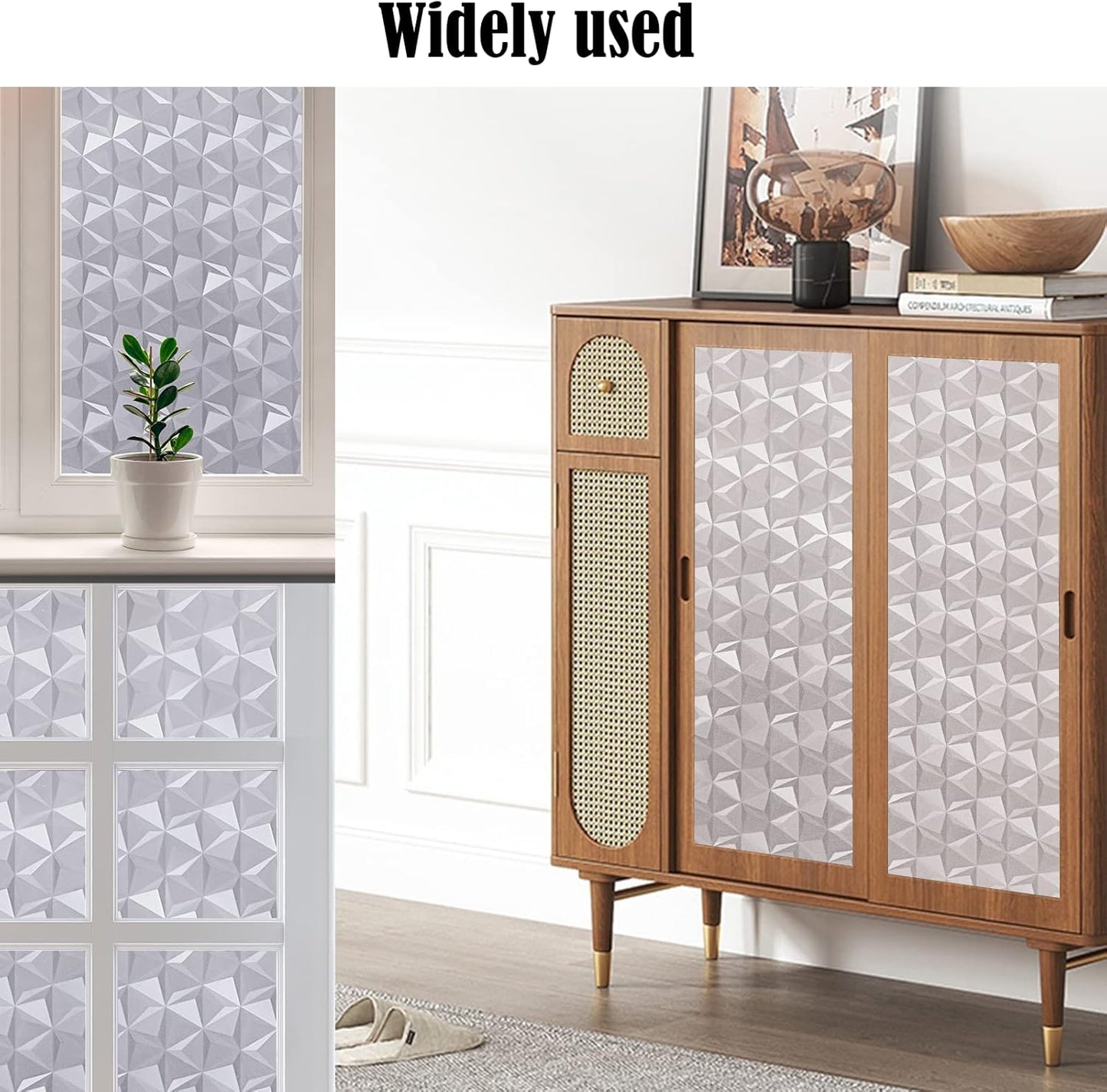 Niviy 3D No Glue Static Cling Window Films Privacy Cut Glass Window Sticker for Bathroom Office Kitchen Window Decor 35.4"x 78.7", Frosted