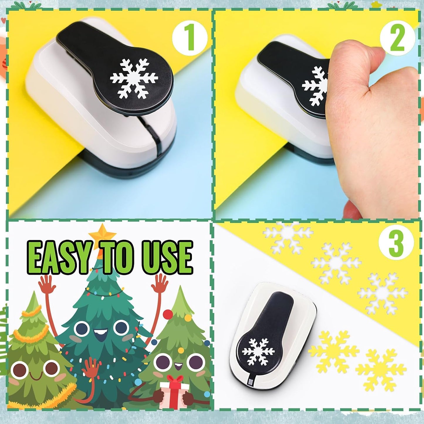 Snowflakes Punch for Crafting, 1 Inch Christmas Punch, Paper Punches for Christmas, Snowflakes Hole Punches, Snowflake Crafts Puncher for Handmade Scrapbook Cards