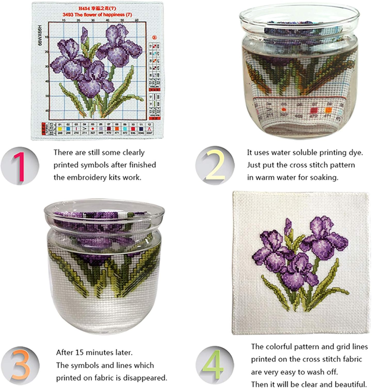 Funchey Stamped Cross Stitch Kits, DIY Cross Stitch Pattern for Adults Beginners Needlepoint Kits Embroidery Kit Arts and Crafts 11CT-Colorful Flowers 16x20 inch