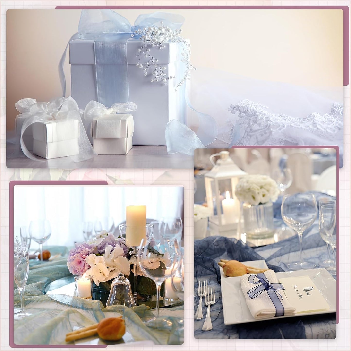 MECCANIXITY Iridescent Sheer Organza Fabric, 2 Yards x 59 Inches Solid Holographic Shiny Fabric Organza Cloth for Wedding, Curtains, Costume, Photo Background, Dark Purple
