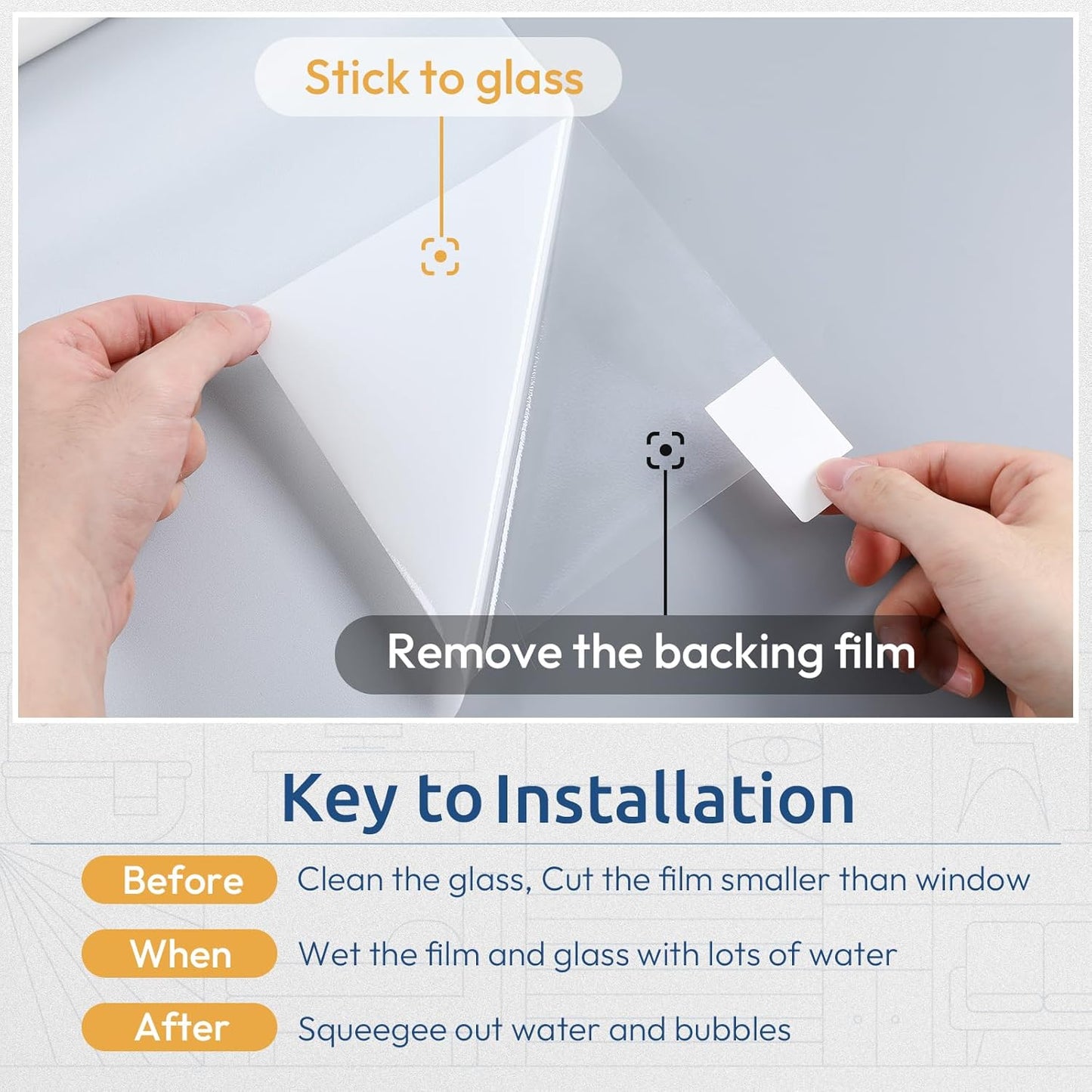 rabbitgoo Window Privacy Film, Non-Adhesive Frosted Glass Window Film for Bathroom, Static Cling Heat Blocking Stickers for Home Indoor Opaque Frosting Coverings House Tint, Matte White 35.4"x 118.1"