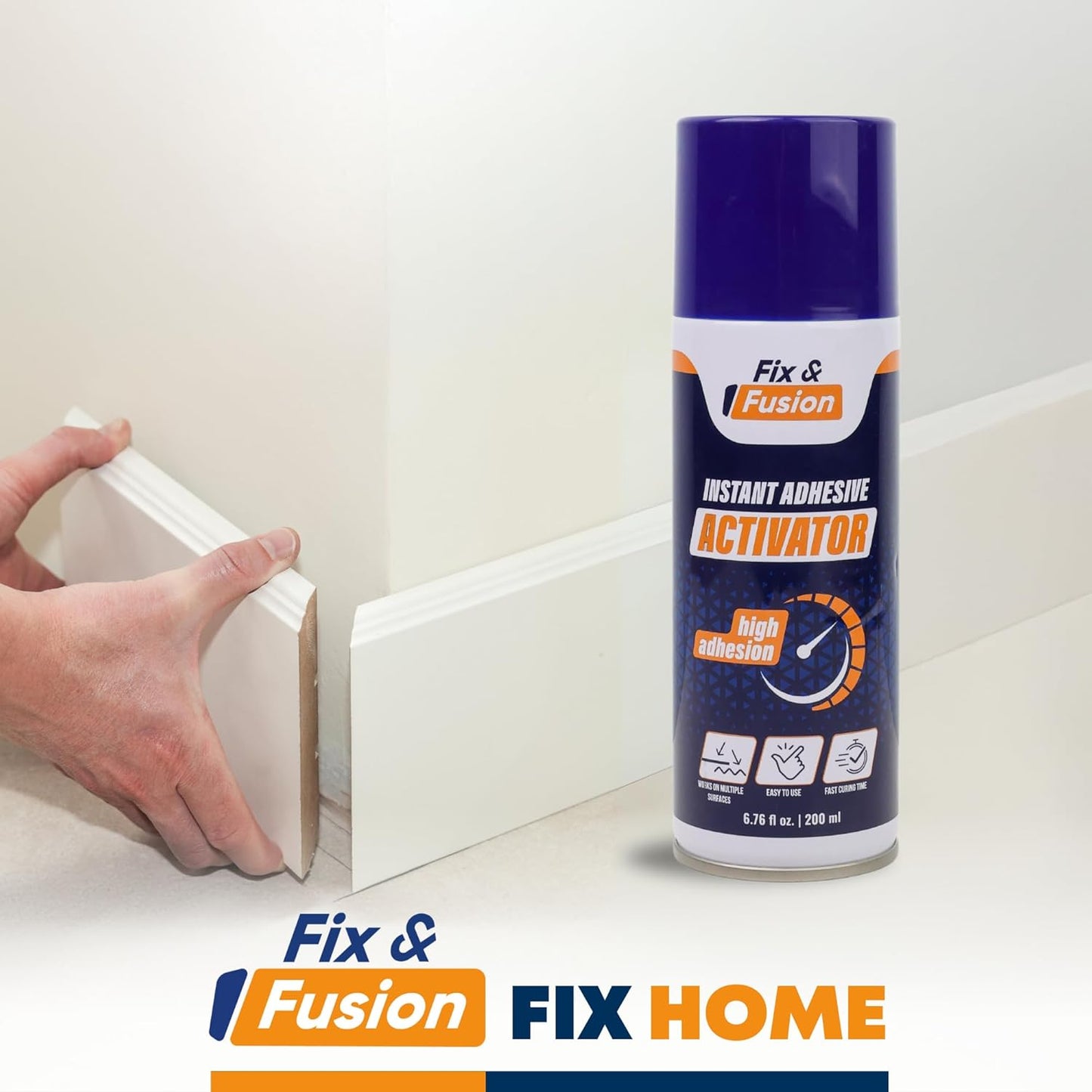 FIX & FUSION Activator Spray (6.76 Fl Oz), Instant Cure Accelerator for Cyanoacrylate (CA) Super Glue for Wood, Plastic, Rubber, Granite, and DIY & Professional, Accelerates Bonding Strength, (1 Pack)