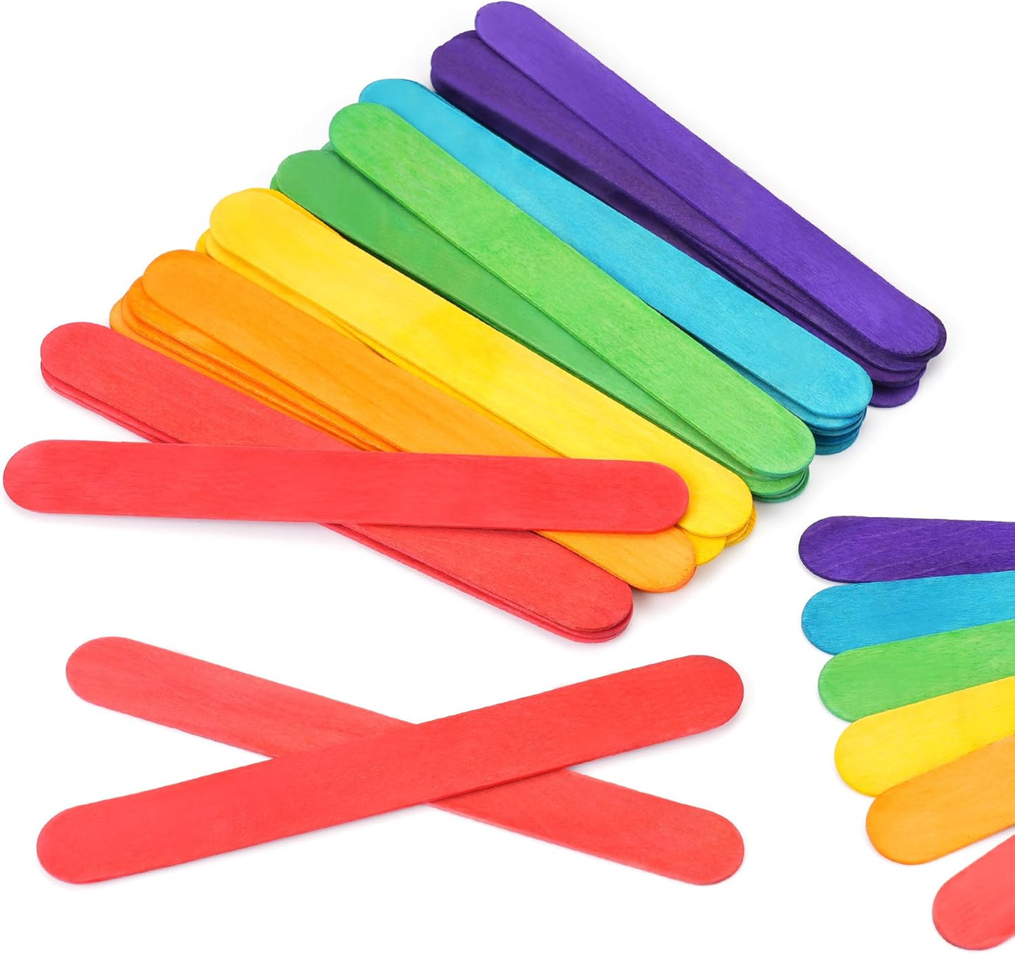 60 Pieces Jumbo Colored Popsicle Sticks, 8 Inch Natural Colored Wooden Craft Sticks, Multi-Purpose Rainbow Ice Cream Sticks for DIY Classroom Crafts, Home Art Projects and Plant Labels