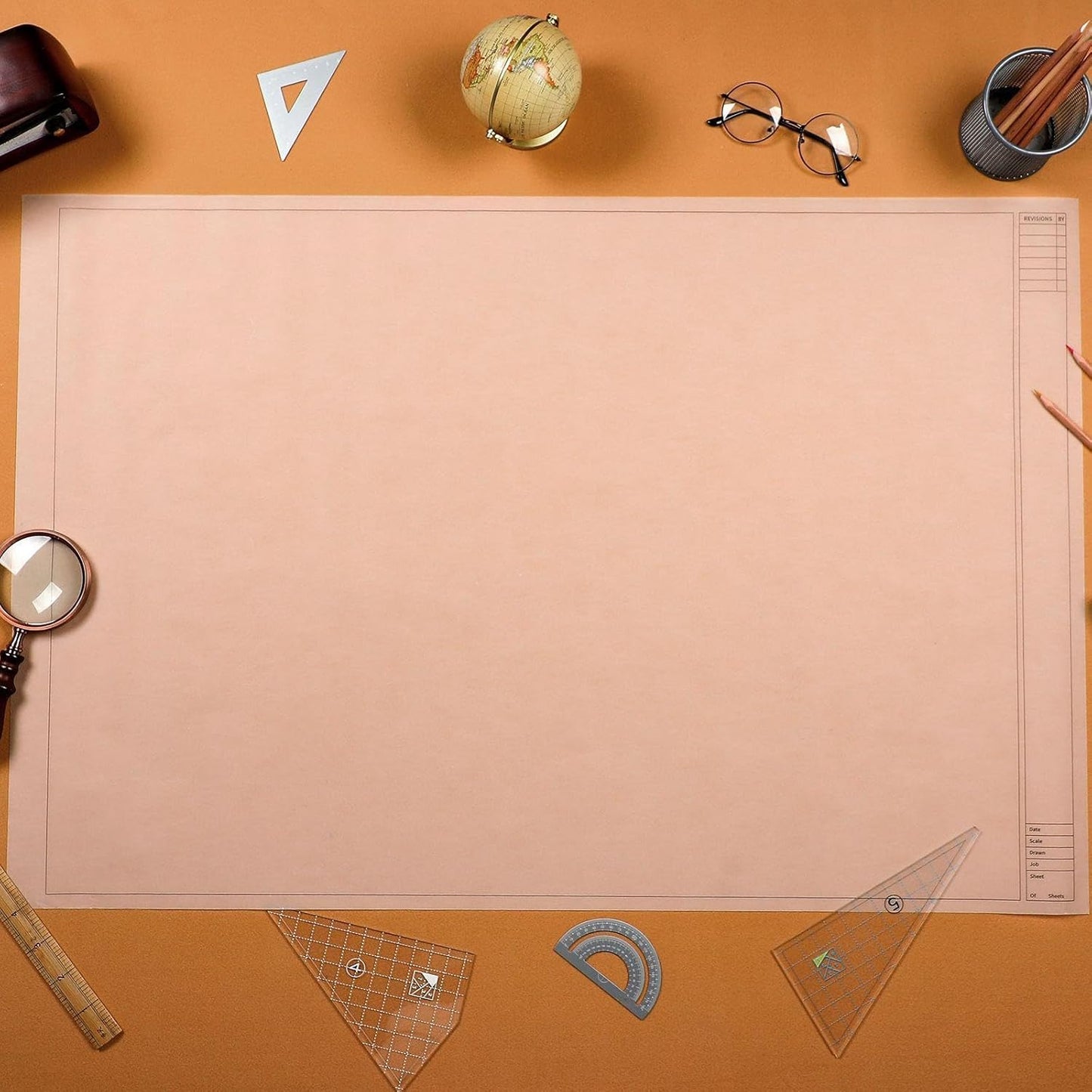 Gilprop 10 Sheets Architectural Vellum Paper 18" x 24" Drafting Vellum Tracing Sheets White Translucent Drafting Paper Rag with Border and Title Block for Drawing Sketching Architecture Building