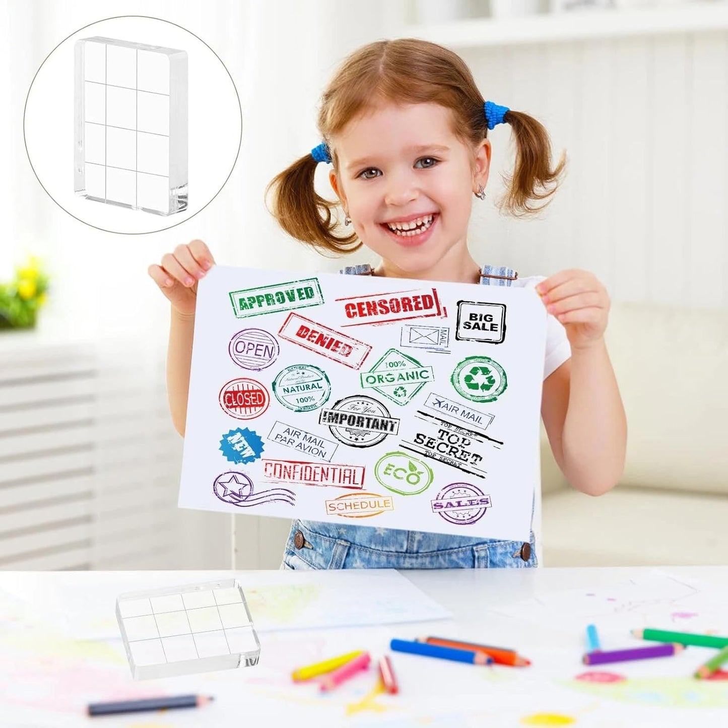 6Pcs Acrylic Stamping Block, Clear Acrylic Block for Stamping, Stamp Block Decorative Stamp Block for Scrapbooking Crafts Making