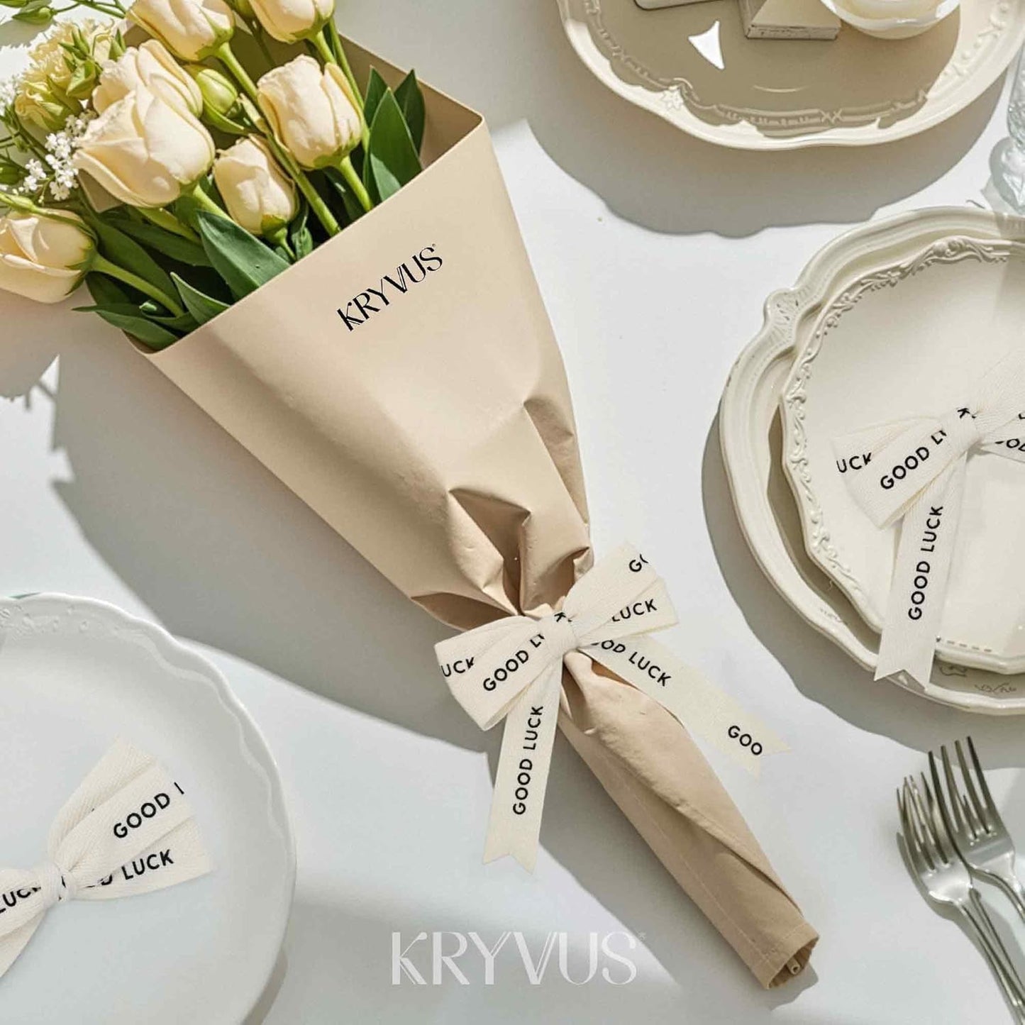 Good Luck Ribbon - 5/8 Inch x 12 Yards Natural Twill Tape Ribbon, Cotton Herringbone Ribbons for Gift Wrapping, Birthdays, Weddings, Christmas, Anniversaries, Valentine's Day, Mother's Day