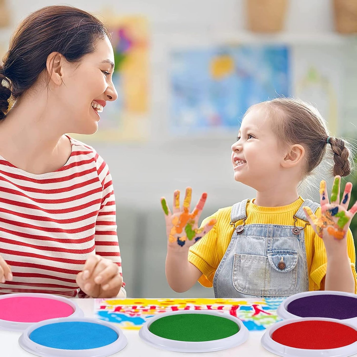 MoloTAR 8 Colors Rainbow Washable Large Ink Pads for Rubber Stamps Kids (Pack of 8)