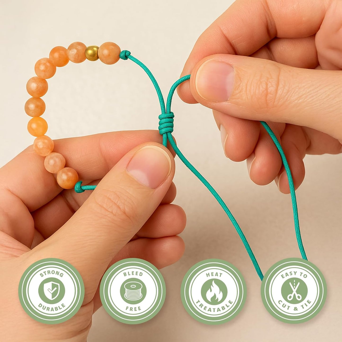 Mandala Crafts 2mm 109 Yards Green Cotton Waxed Cord for Jewelry Making Bracelet Cord Waxed String - Beading String Thread Jewelry Cords for Necklaces String