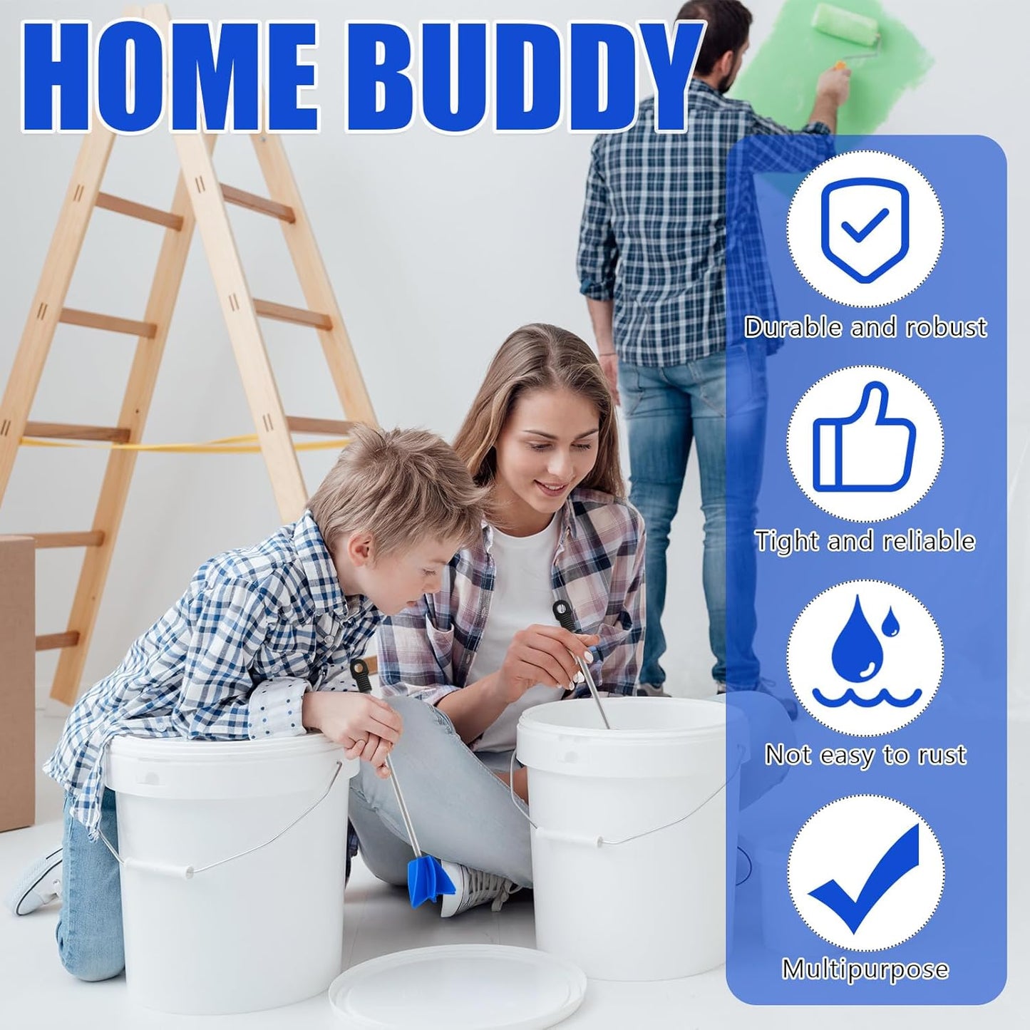 Loosh 3 Pcs 11 Inch Paint Stirrer for Drill, Paint Mixer Attachment, Helix Epoxy Mixer for Concrete Resin Silicone Stirrer Paddle Works with Most Drills (Blue)